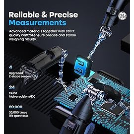 GE Smart Scale for Body Weight BMI Fat Muscle Mass with 14 Body Composition Metrics & All-in-one LCD Display, Digital Bathroom Weight Monitor Bluetooth with App, Accurate Weighing Machine 400lb White