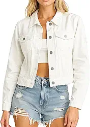 Jaqueta jeans feminina envelhecida com botões, vintage, bainha desgastada, bolsos, jaqueta jeans casual