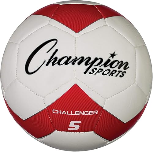 Champion Sports Challenger - Balón de fútbol, talla 5, rojoblanco