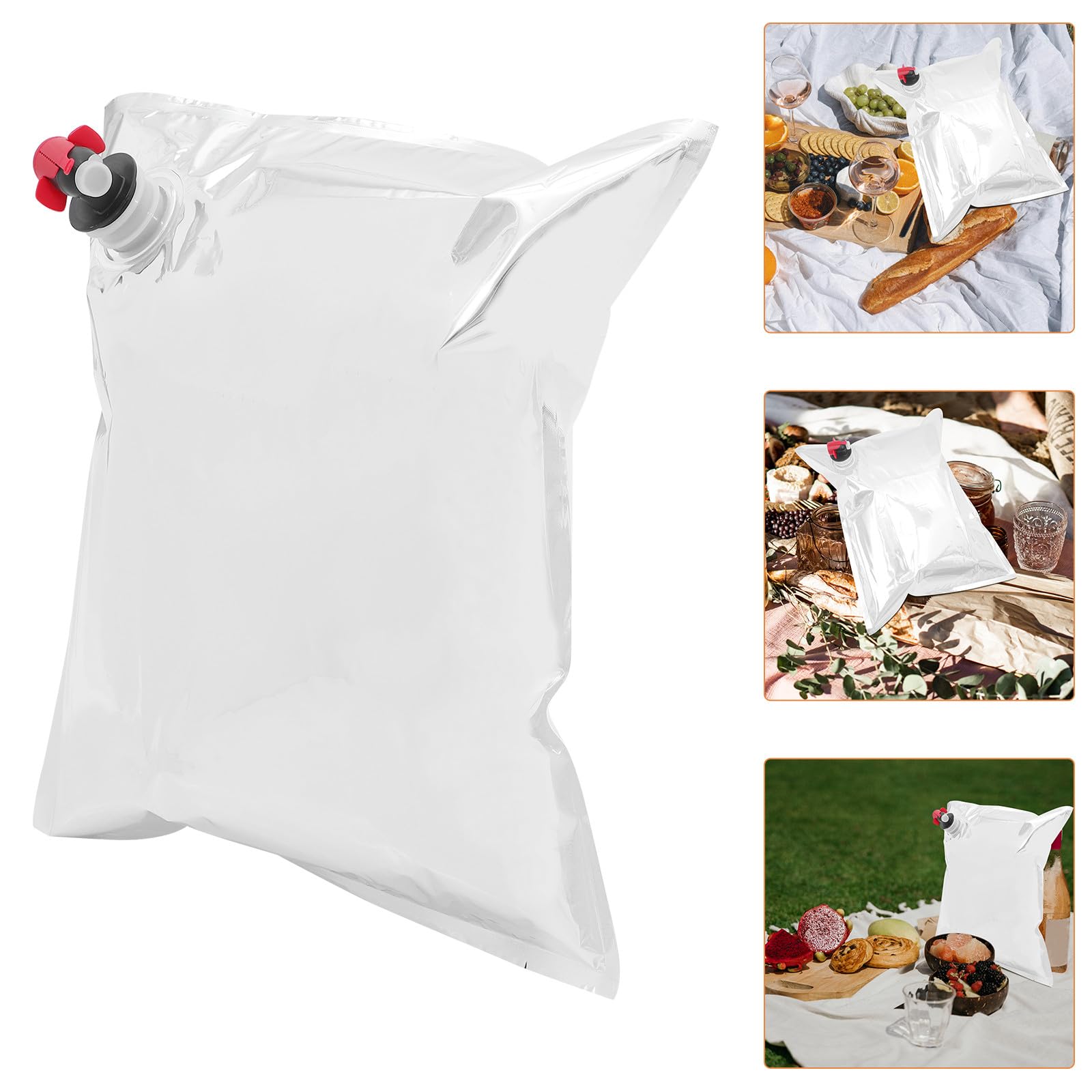 SHINEOFI Lot de 10 sacs distributeurs de vin portables de 5 L avec bec verseur, poches à vin rechargeables pour voyage et stockage de boissons, pochettes pour jus de fruits liquides pour une