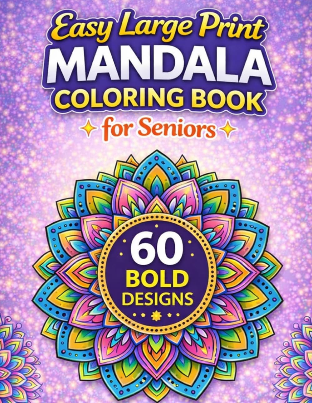 Easy Large Print Mandala Coloring Book for Seniors: 60 Simple Bold Mandala Designs for Beginners, Relaxation, and Stress Relief
