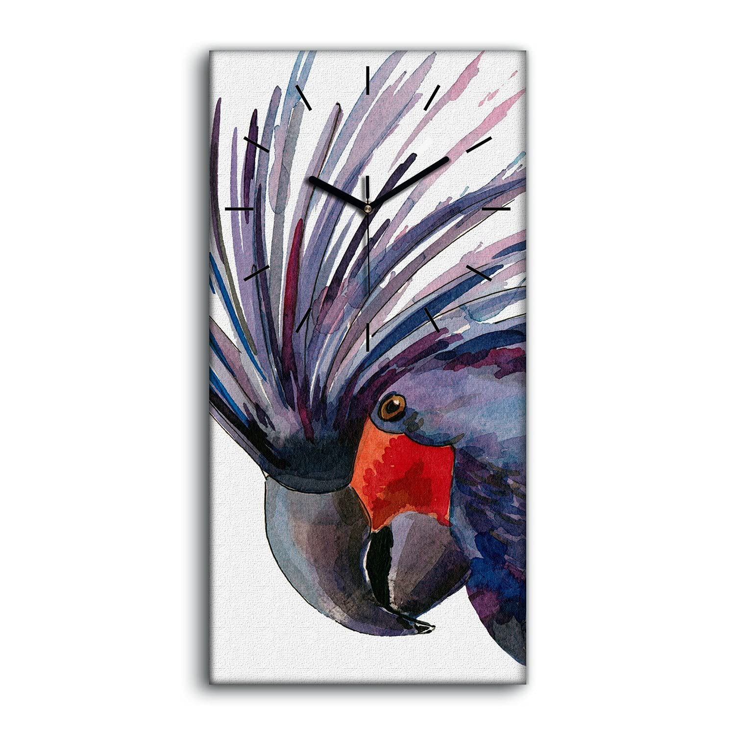 Horloge sur toile oiseau Kakadu 30x60cm pour salon moderne