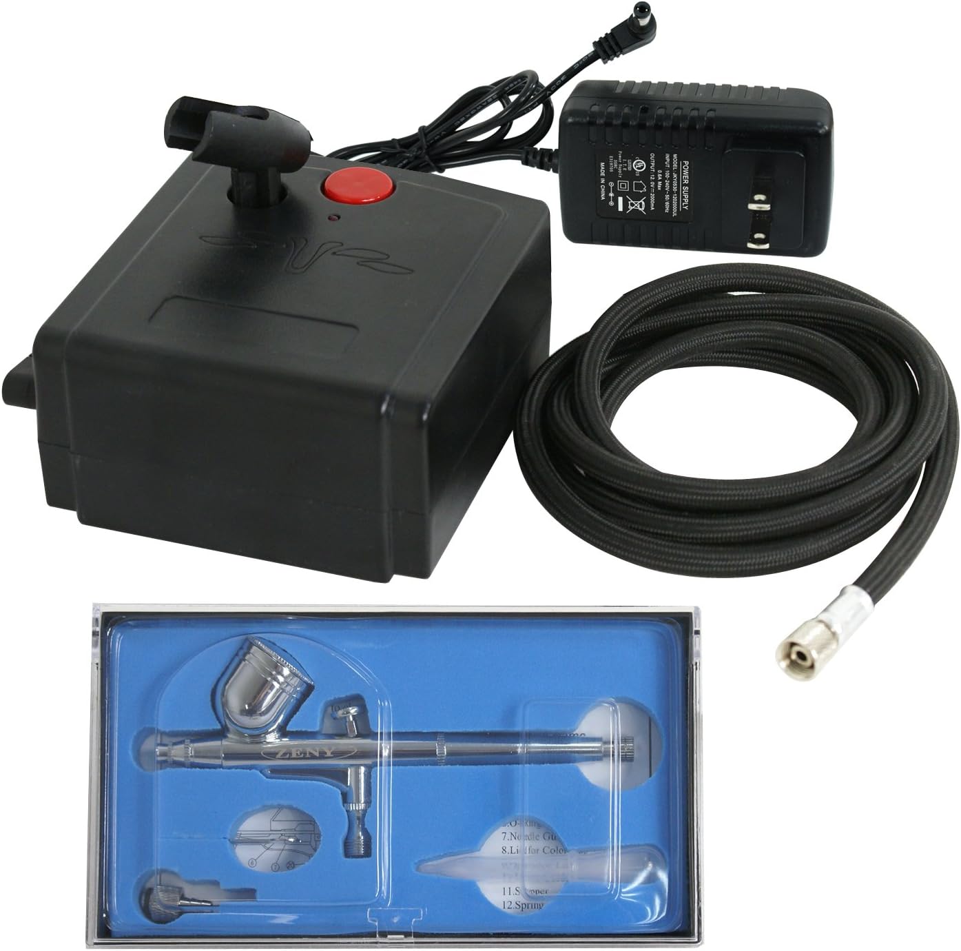 Komponen ZENY Airbrush Kit parantos disiapkeun.