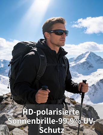 PUKCLAR Polarisierte Sportsonnenbrille Herren & Damen UV400 Schutz Kat.3