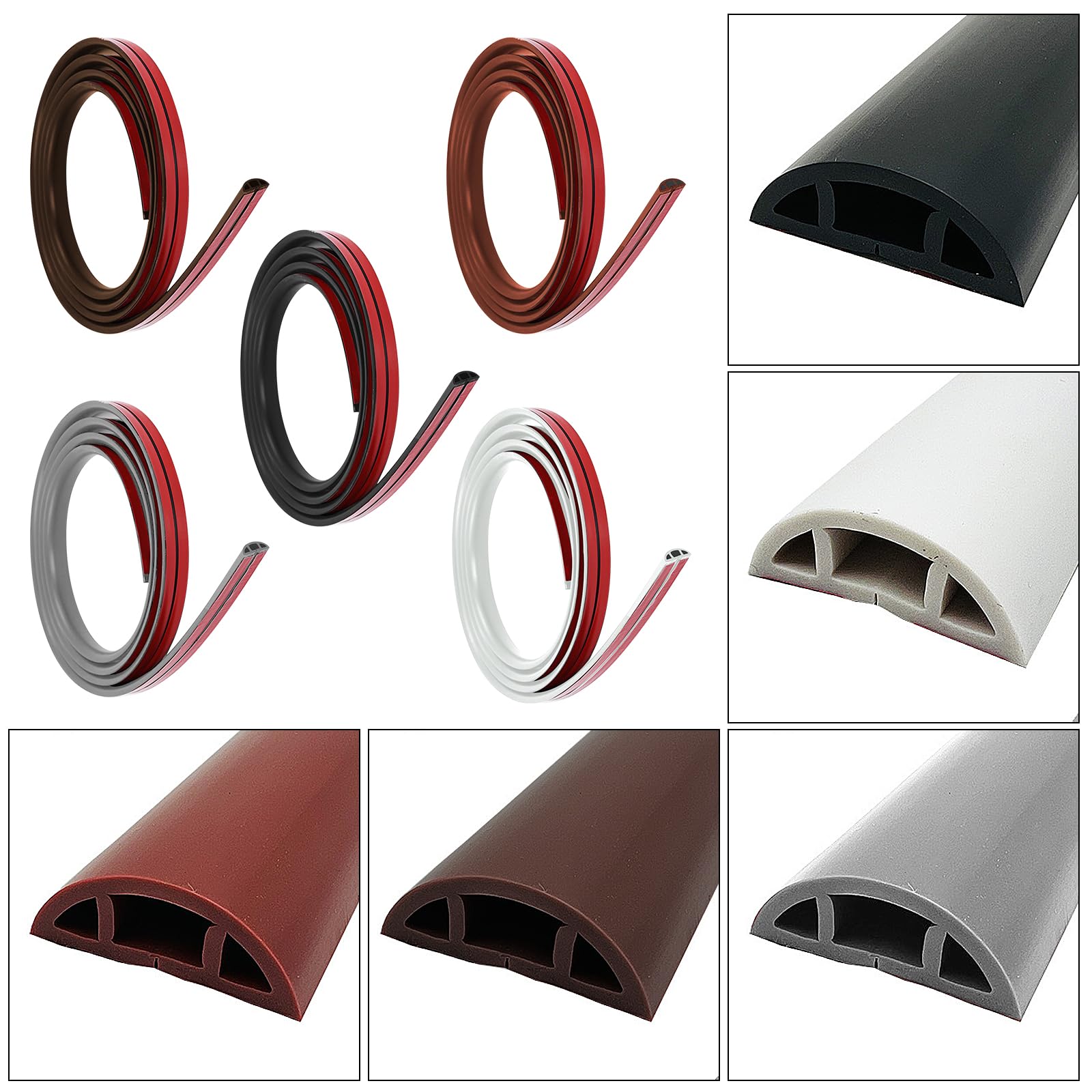 Kabelkanal Selbstklebend Flexibel Kabelschutz,PVC Flexibler Halbrunde Boden Kabelbrücke Kabelabdeckung,Kabelkanal Boden Flach,Kabelschutz Kabelschacht für Netzkabel Haus, Büro (Weiß, 10M)