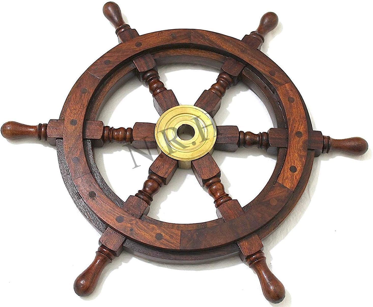 Nautisches Schiffsrad aus Holz, 61 cm, Wanddekoration, Vintage-Geschenk