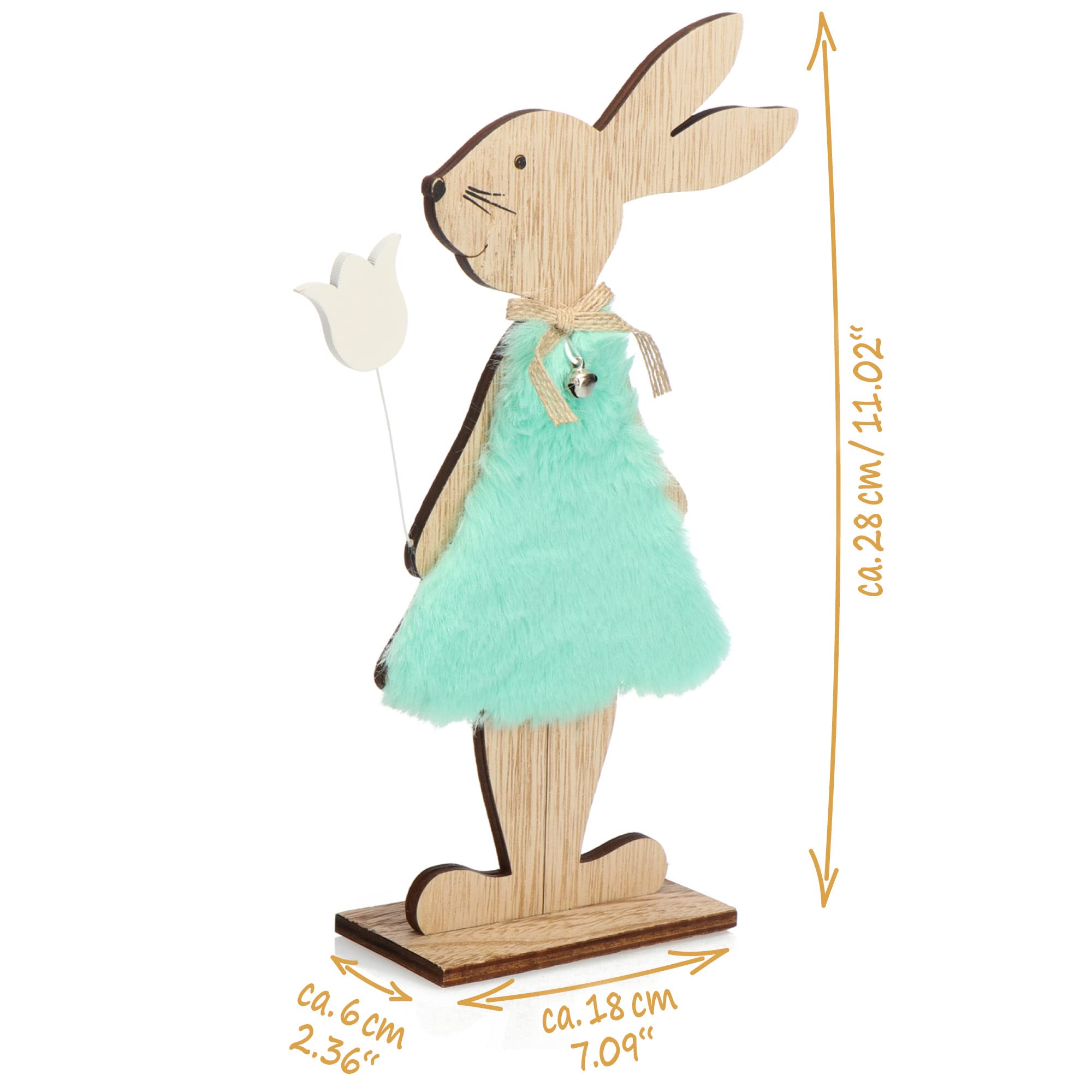 com-four® 24x Deko Aufsteller für Ostern, Osterhase im Kleid mit Blume