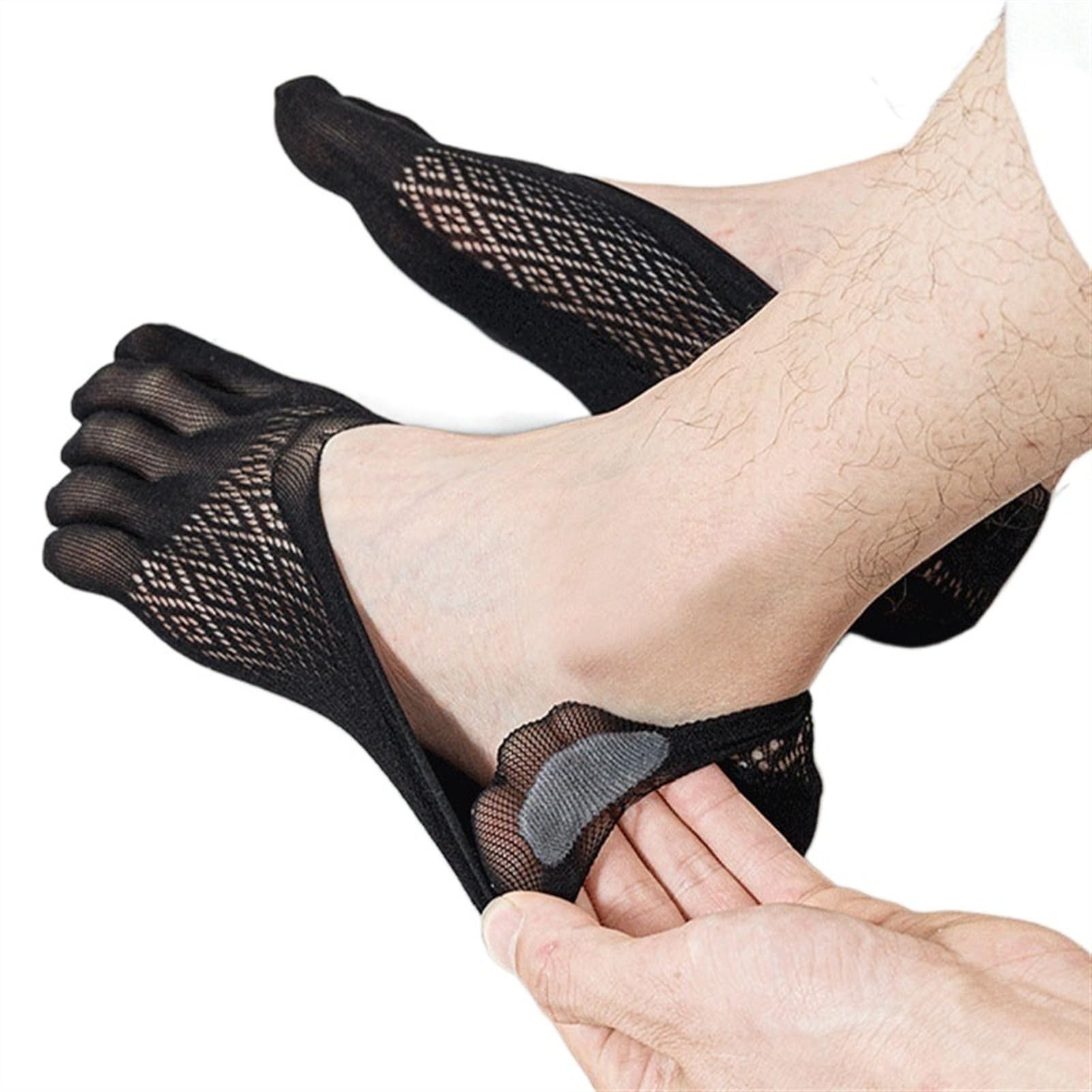 ERICAT 5 pares de calcetines de verano para hombre, ultrafinos, transpirables, invisibles, calcetines tobilleros para hombre, 5 gris oscuro, EU 37-45