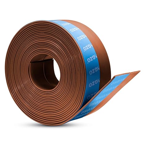 MAGZO New Upgrade Door Draft Stopper, 1 Inch Width Window Weather Stripping Sliding Door Seal Strip Frameless Silicone Door Bottom Seal Weatherproof Strips-20 Ft Length (Brown)
