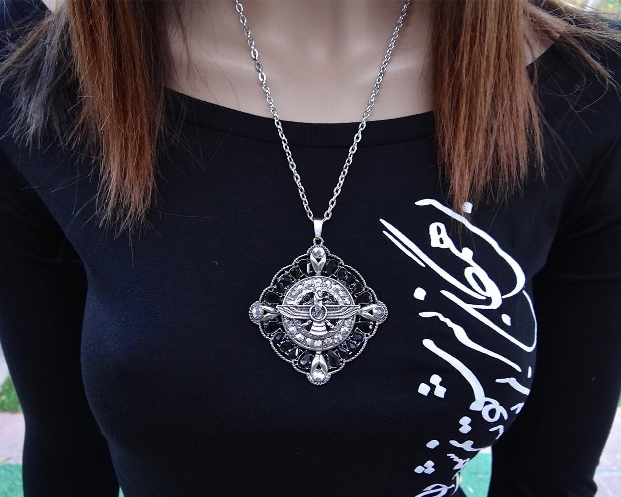 Crystal Farvahar Necklace Persian Art Iran Zoroastrian Gift Iranian Faravahar