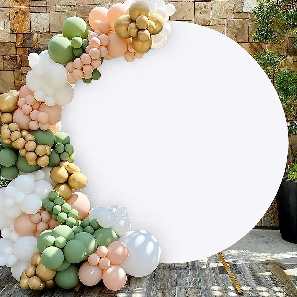White Circle Backdrop Cover Fabric Round Backdrop Cover Round Fabric Photo Background for Photography Party Birthday Wedding Baby Shower Festival Events Home Decorations (WC200-A)