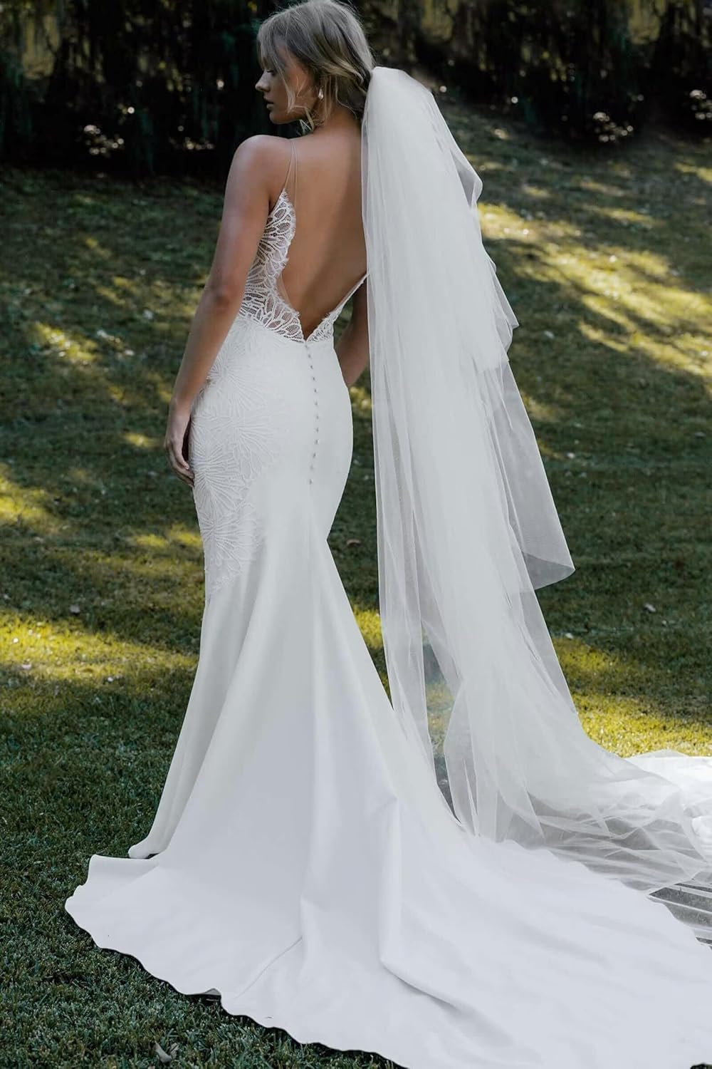 Mermaid Wedding Dresses for Bride 2026 Lace Appliques Boho Beach Satin Bridal Gown with Train for Women