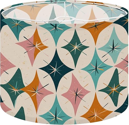 Miniatura 20 de Lamp shades for Table Lamps Retro Futuristic Design Teal Pink Orange Cream Hues Medium Drum Lamp Shades 13''W x 10''H Replacement LampShades Spider