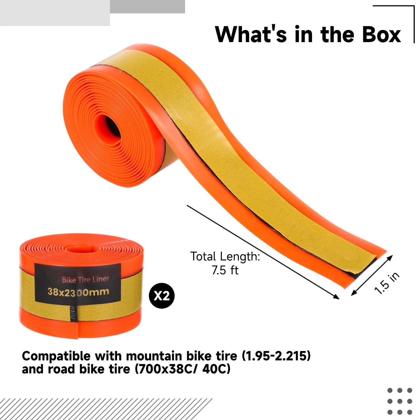 2 Rollen Fahrrad-Reifenliner, 1,5 Zoll breiter Pannenschutz für den Schlauch, 15 ft TPU Anti-Durchstich-Band, 1,2 mm stark, Selbstklebender Streifen für Mountainbike und Rennrad