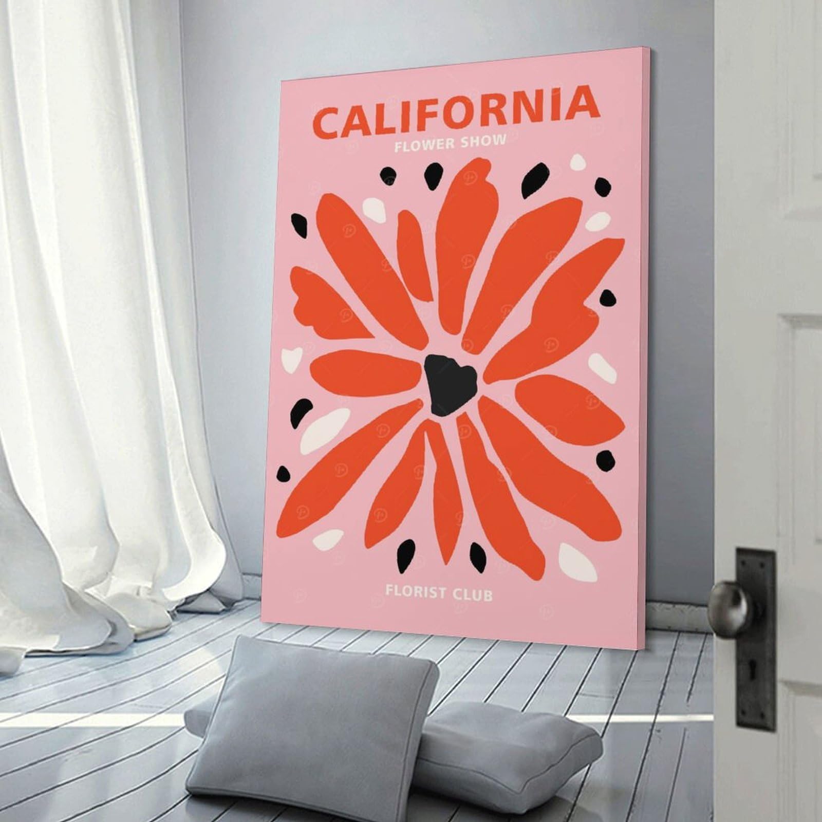 Junmoney Decorative Wall Artwork California Florist Club, 24x36inch(60x90cm), for Living Room, Lounge Or Sitting Room, Modern Wall Decor for Cosy Interiors