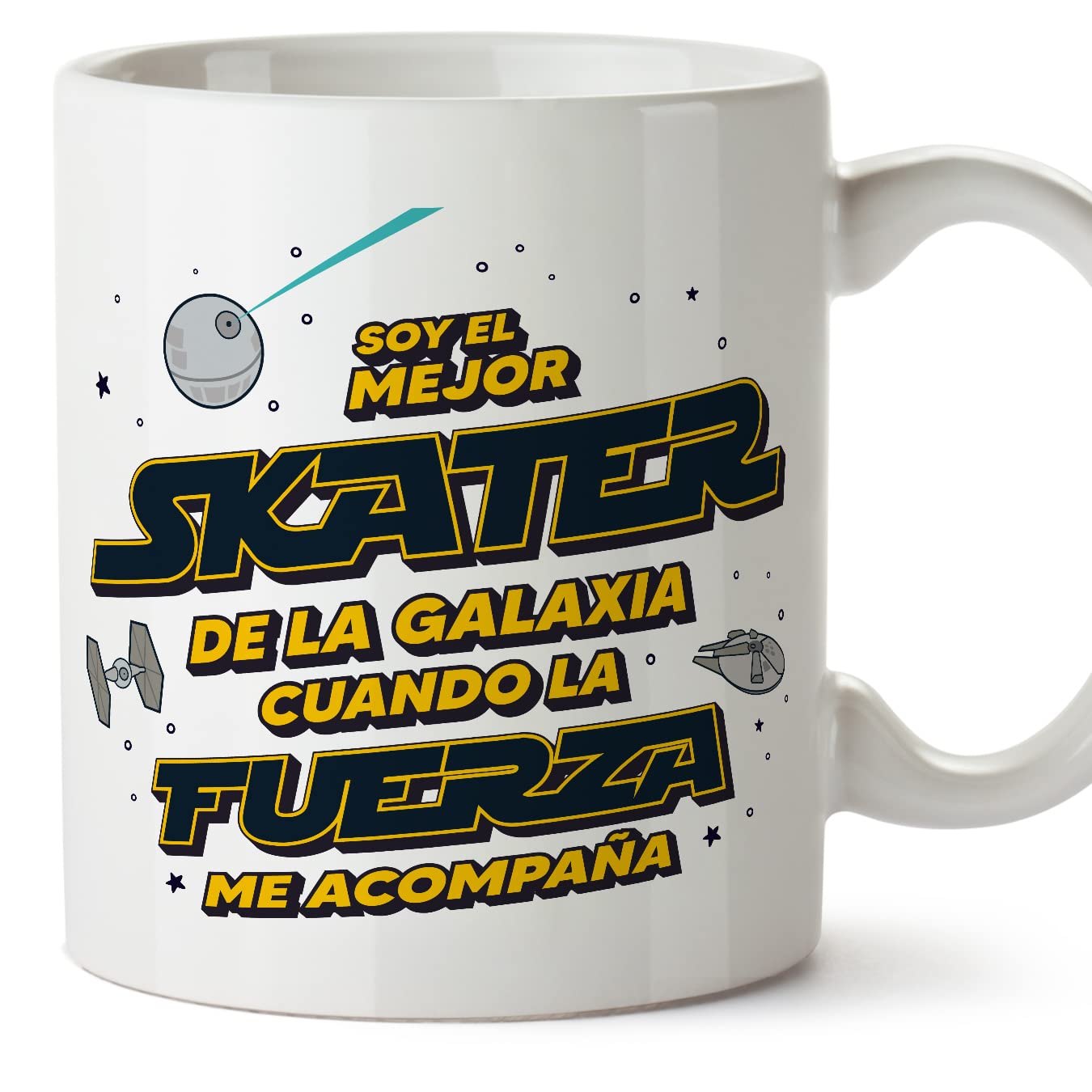 MUGFFINS Tazas para JEFE hombre - En Español - Mejor de la Galaxia Cuando Fuerza me Acompaña - 11 oz / 330 ml - Regalo original y divertido — view 524