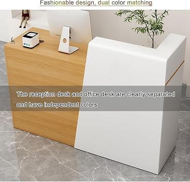 Front Desk Reception Counter,Reception Table,Small Reception Desk,Office Reception Desk,L-Shaped Reception with Drawers and Transaction Counter,Reception Counter Desk(Right-4,140cm/55.1in)