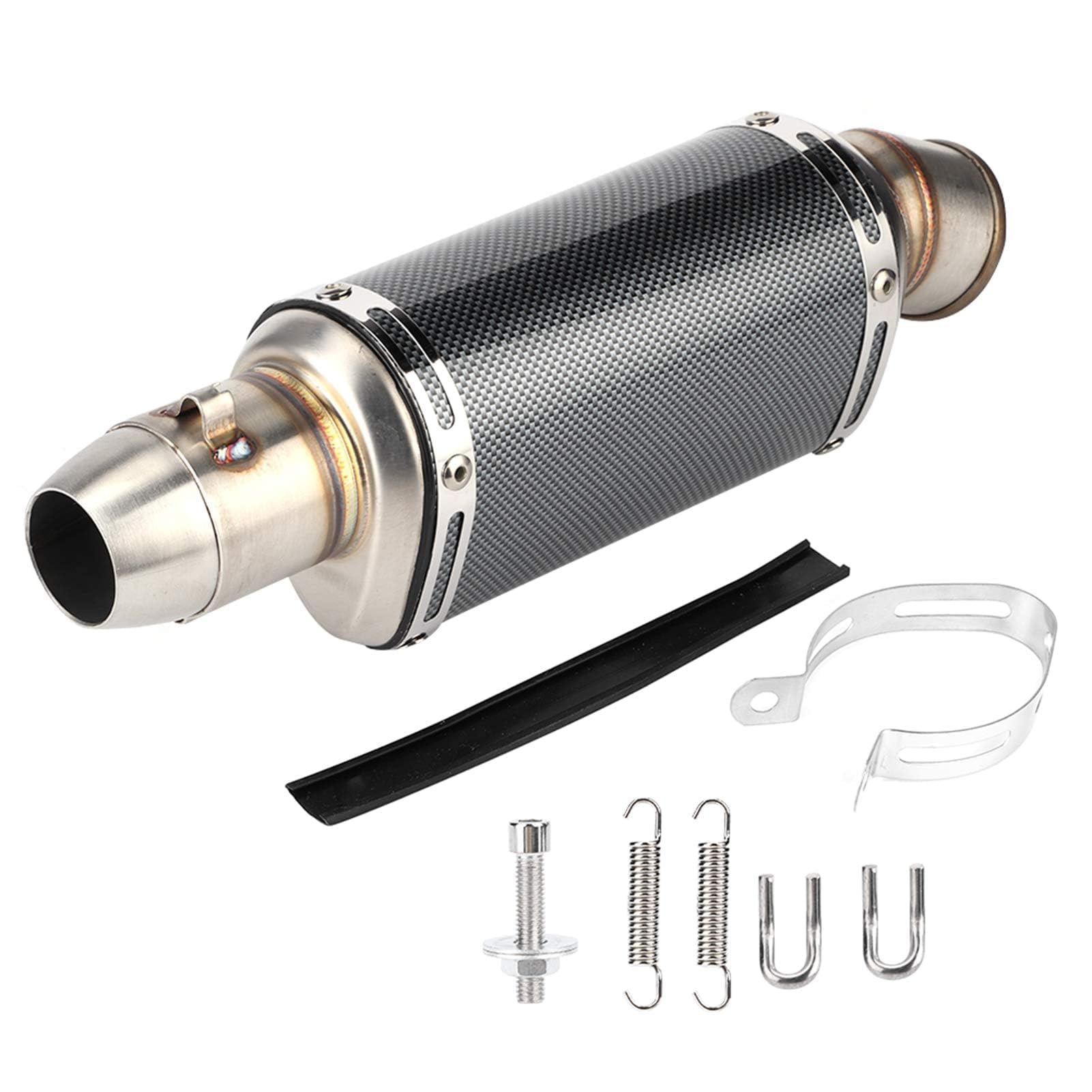 Tuyau de Moto, Yctze 51mm 2in Tuyau D'échappement Court Universel Modifié en Fibre de Carbone Style Moto Scooter Rue Vélo Silencieux