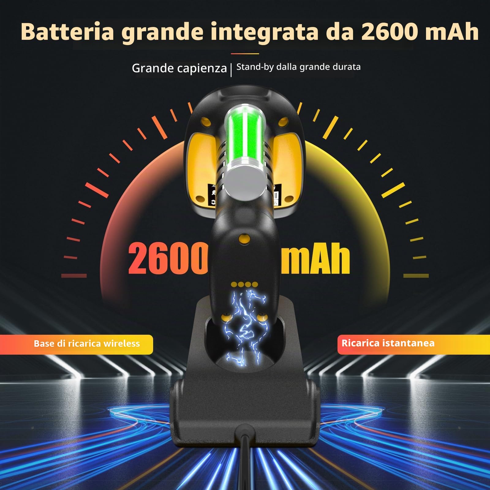 NETUM Scanner di codici a barre Bluetooth industriale QR aggiornato con dock di ricarica (NT-1202W)