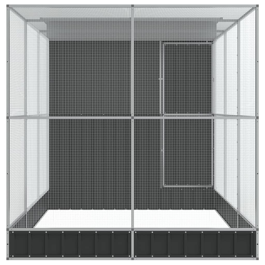 Hommdiy Voliere mit Erweiterung,Silbern Stahl, Vogelkäfig mit abschließbarer Flügeltür, Vogelvoliere für Papageien Wellensittiche,Vogelbauer Vogelhaus416 x 203 x 216 cm