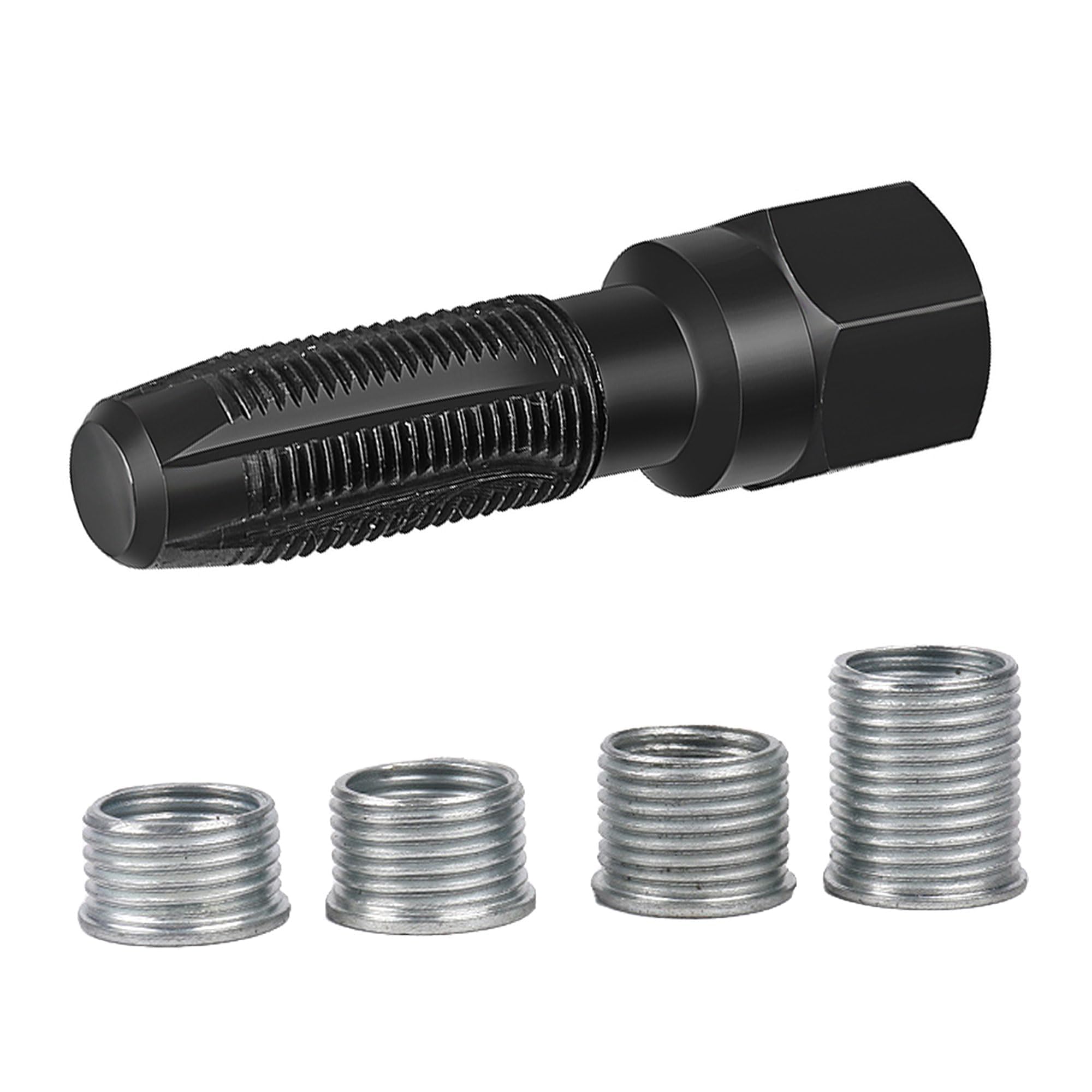 ANBOO Set di 5 Strumenti di Riparazione di Filettature di Candele di Accensione M14 x 1,25, Refilettatura Candela, Kit di Refilettatura di Testa Cilindri con 4 Inserti