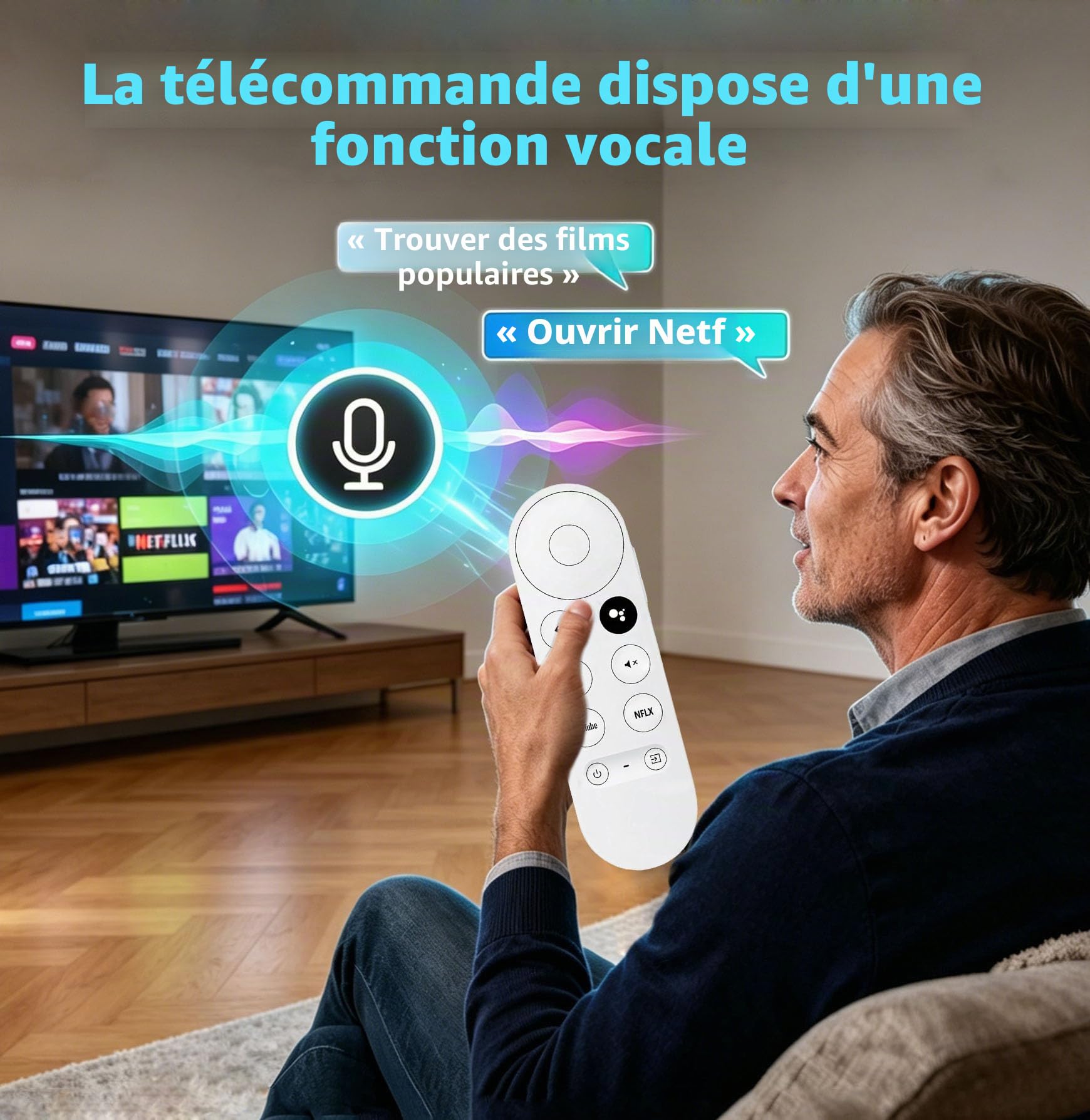 Télécommande vocale pour Google Chromecast TV 4K (Snow), télécommande de rechange pour Google Chromecast 4K Snow HD TV G9N9N GA01409-US GA01919-US GA01920-US GA01923-USGA01409-US