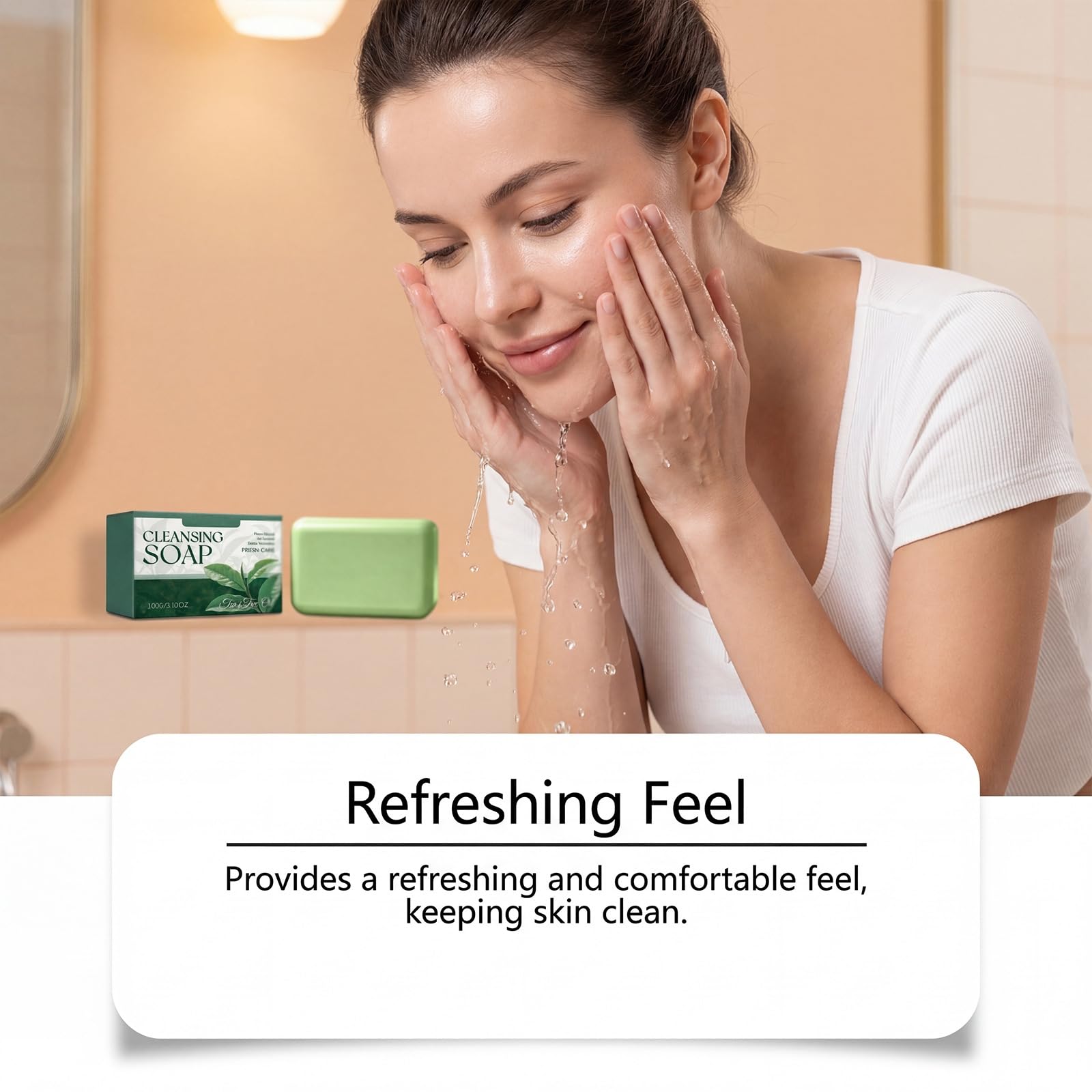 Jabón corporal de árbol de té, jabón de barra exfoliante natural, limpieza profunda e hidratación para frescura con jabón calmante y refrescante para hombres y mujeres y formulación vegetal (8