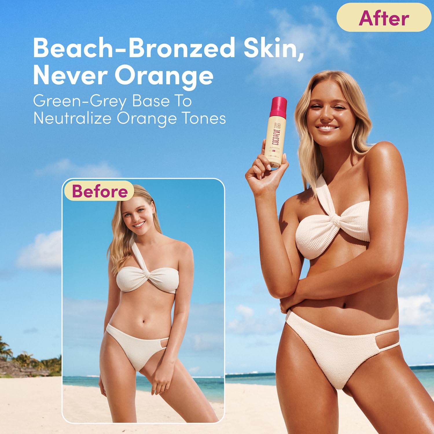 Coco & Eve - Mousse de bronzage de Bali Sunny Honey - autobronzant naturel pour bronzer sans soleil - anti-cellulite/anti-âge (Foncé)