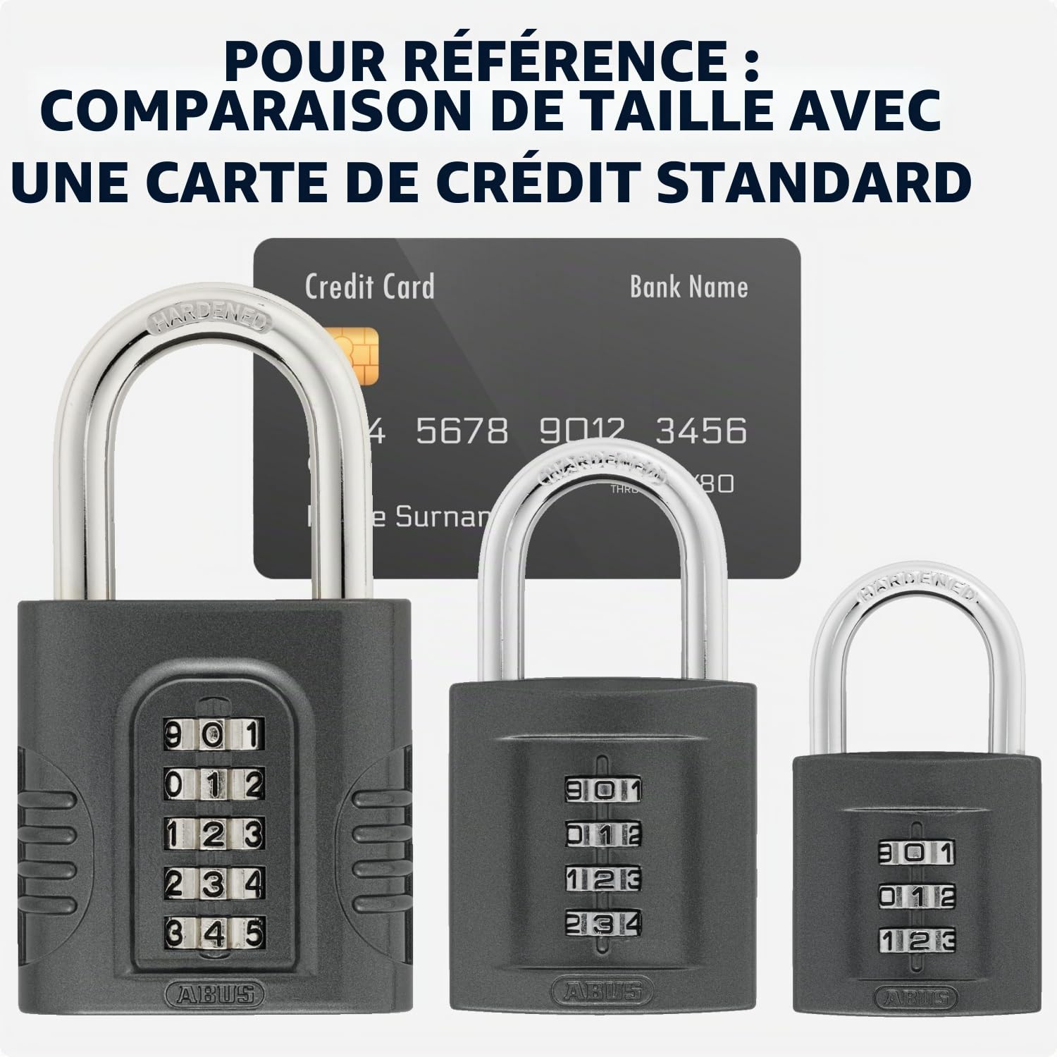 ABUS Cadenas à combinaison 158/65 - Cadenas avec boîtier en fonte de zinc - avec code numérique réglable individuellement - niveau de sécurité 8 - gris foncé