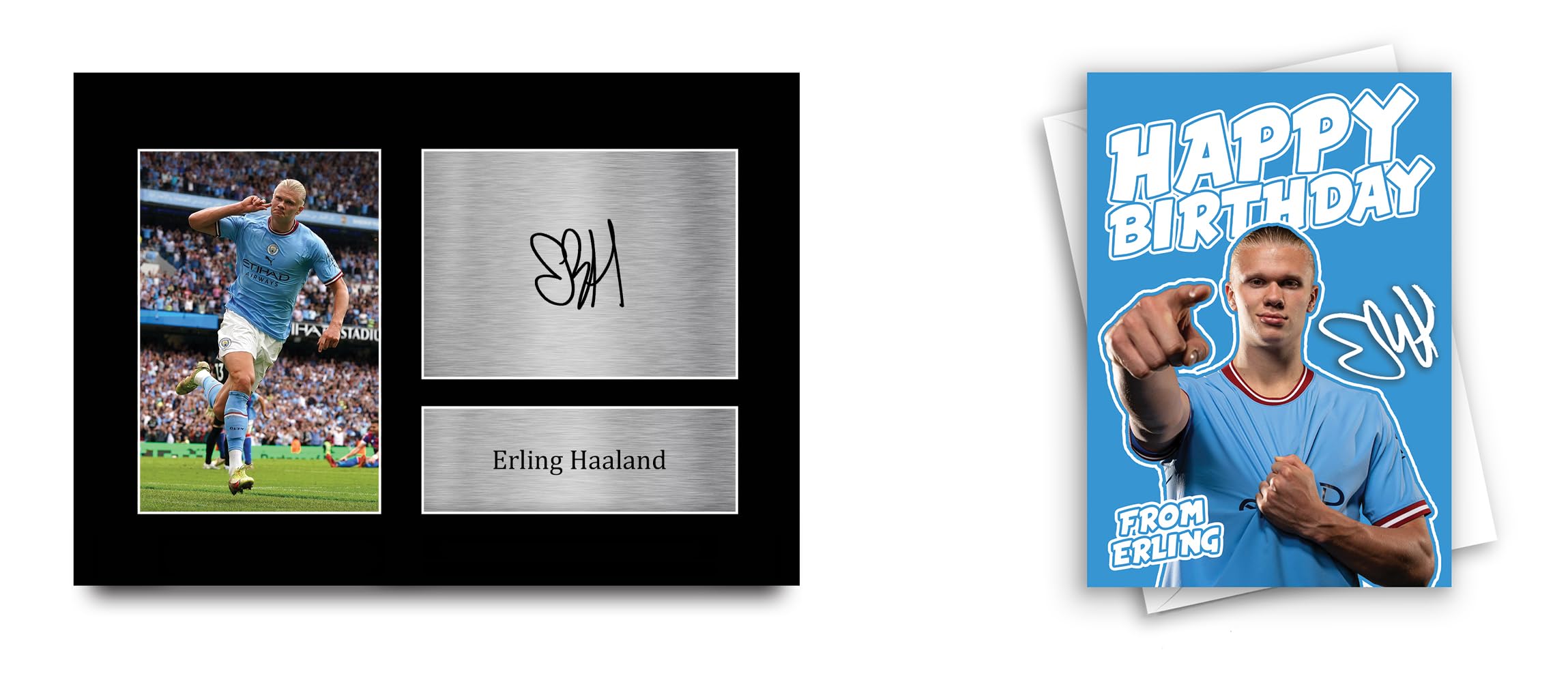 Regalo de Erling Haaland tarjeta con autógrafo impreso A4 para fans del Manchester City 8