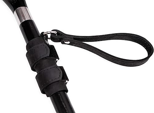 Correa de cuero natural para tu bastón, cordón de muñeca de bastón, elegante regalo hecho a mano, color negro, Negro -