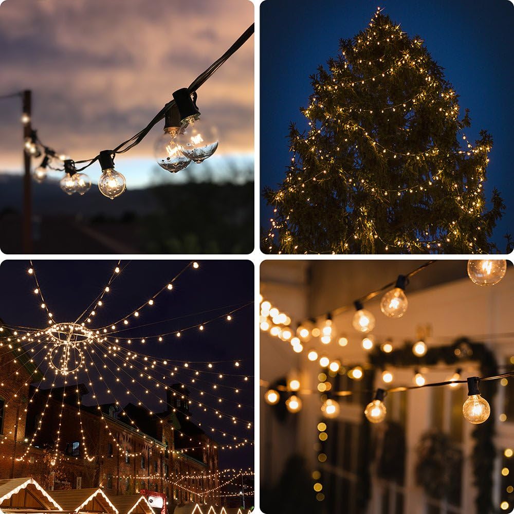 TEKLED® LED-Außenlichterkette | 25 LED G40 dekorative Glühbirnen | Wasserdicht Innen Außen 6,5 m mit Solarpanel | Warmweiß 4 Modi | Für Terrasse Garten Hinterhof Haus Weihnachtsbaum Party Terrasse