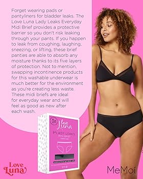 Love Luna Lady Leaks Midi Brief Black Q2 at Amazon Women's