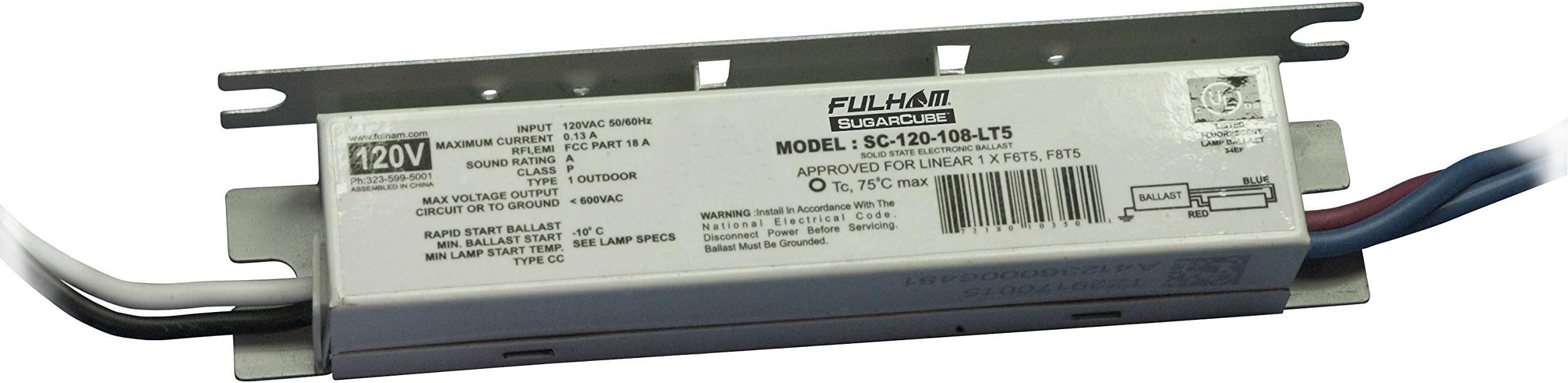 Fulham WorkHorse Ballast WH1-120-L - 120V Fluorescent Light Ballast Replacement
