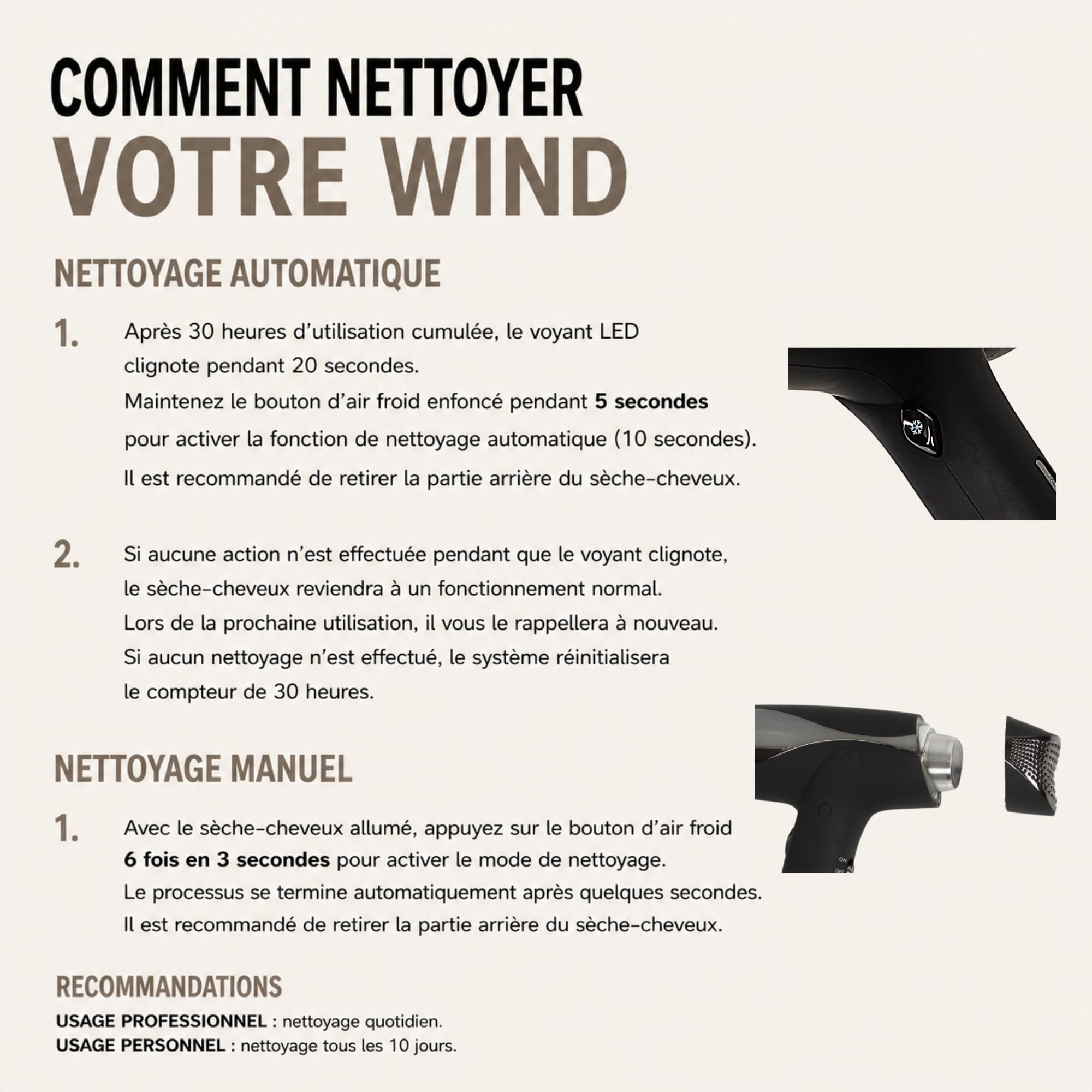 Corioliss Wind Sèche-Cheveux Professionnel Léger et Silencieux | Moteur BLDC 1500W | Générateur Ionique | 2 Buses et Diffuseur Magnétiques | Contrôle LED Température et Vitesse | Avec Housse de Voyage