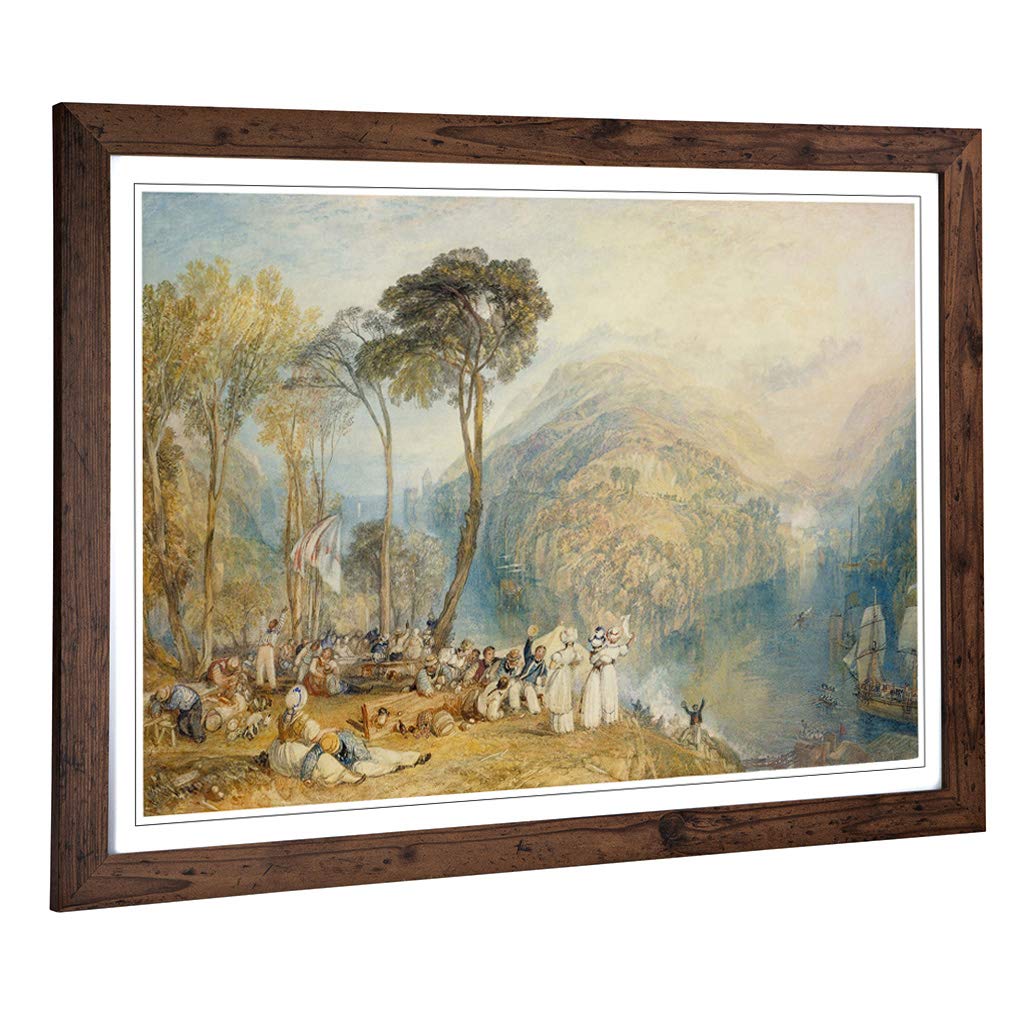 Big Box Art Framed Print of J.M.W (Joseph Mallord William Turner) Dartmouth Cove Design | Wall Art Picture| Home Decor for Living Room, Bedroom, Office, Walnut, A2 / 24.5x18 Inch / 62x45cm
