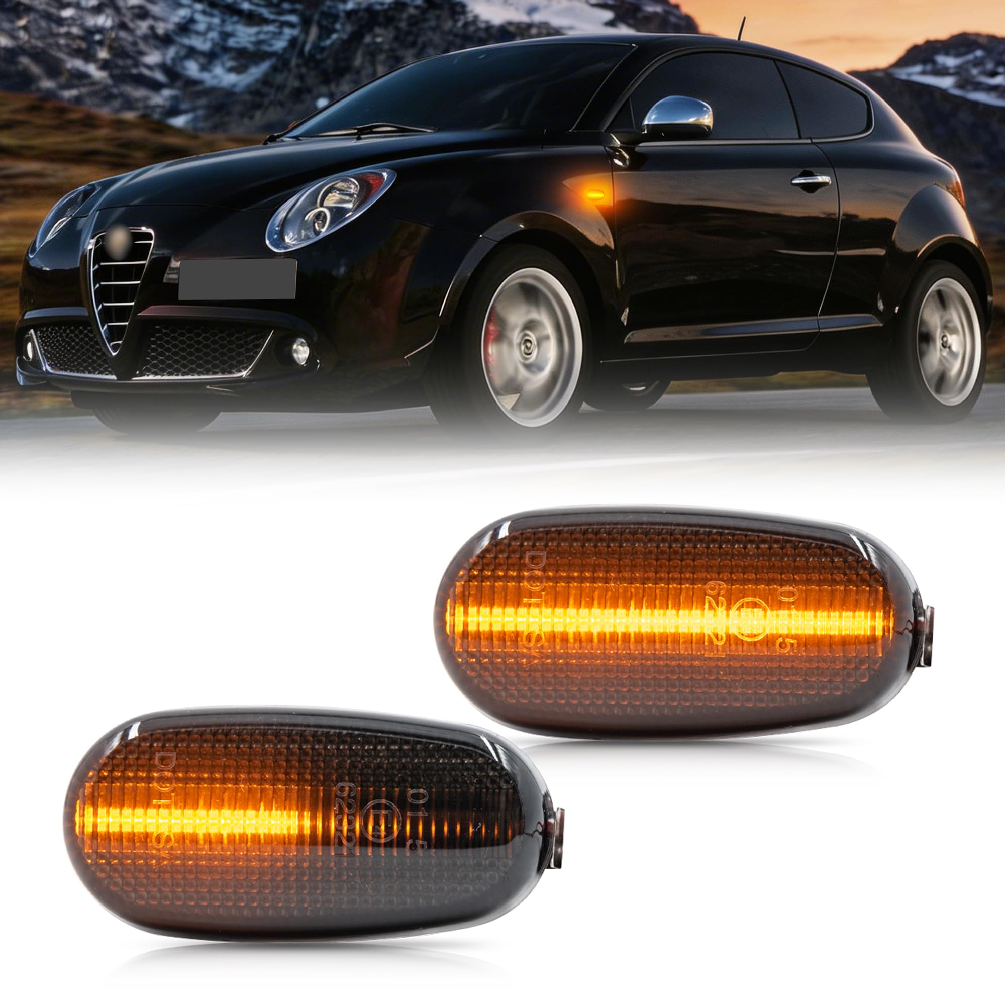 Indicatori di direzione sequenziali a LED per Alfa Romeo 147 GT 937 MiTo 955 Fiat Bravo II MK2 Canbus Error Free Lente affumicata Indicatore di direzione laterale dinamico Indicatore di direzione
