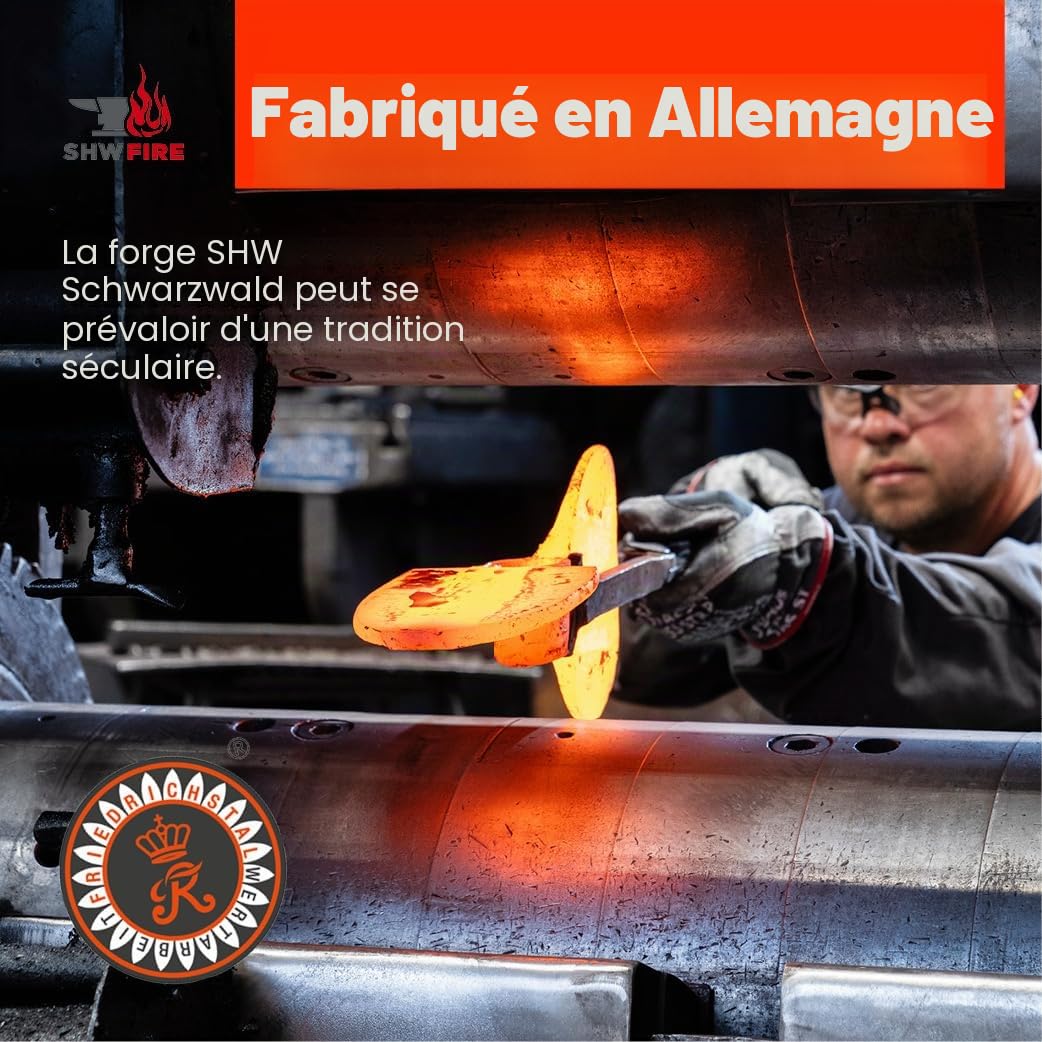 SHW-FIRE Pelle à neige en aluminium de 50 cm avec poignée ergonomique, manche et bord profilé, idéale pour les grandes quantités de neige sur les trottoirs et les allées. Fabriquée en Allemagne