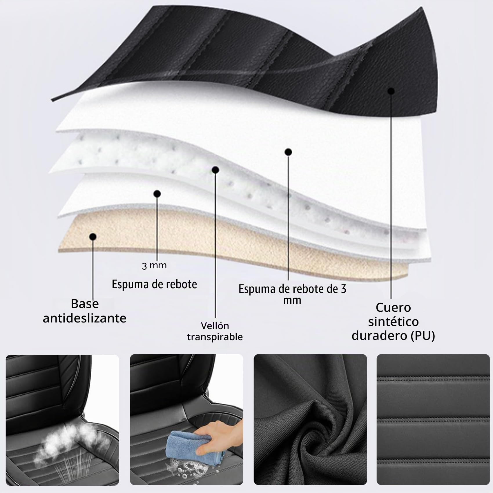 Juego de 2 fundas para asientos delanteros de coche, piel sintética, para VW Amarok Beetle Bora CC Caddy EOS Fox Golf Plus SV Jetta Passat Polo Sharan T-Cross T-Roc Taigo Tiguan Allspace Touran e-Golf
