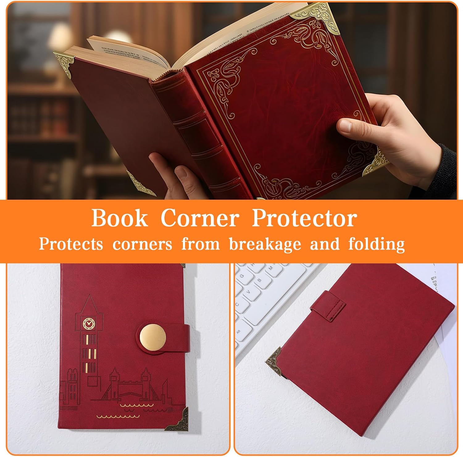 Matwsec 100PCS Metal Book Corners Book Corner Protectors with a Storage Box for Scrapbook Photo Album Notebook Diary Folder Corner Decorative Triangle Carved Frame Angle