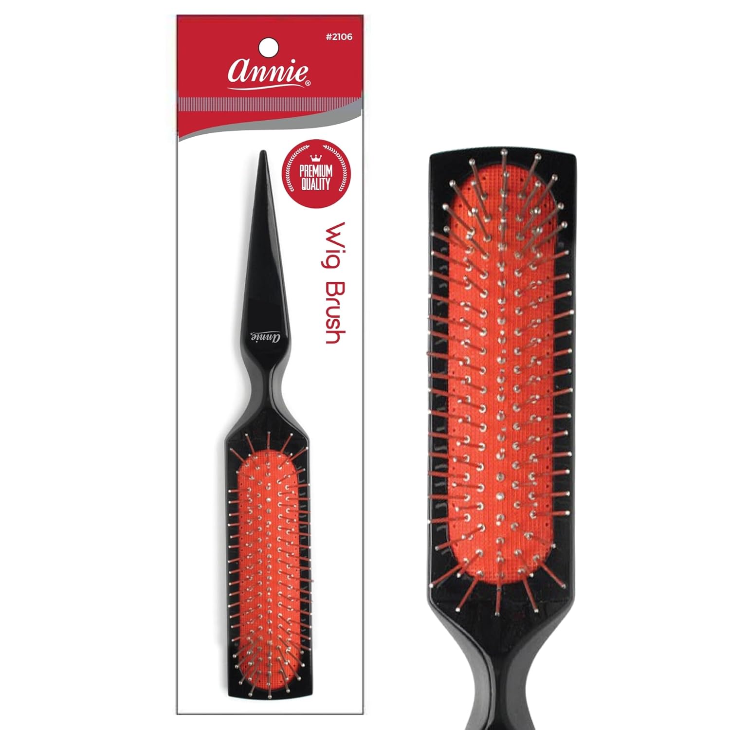 Annie Premium Wire Wig Brush - Metal Bristle Detangler for Textured Curls, Waves & All Wig Types (Black)