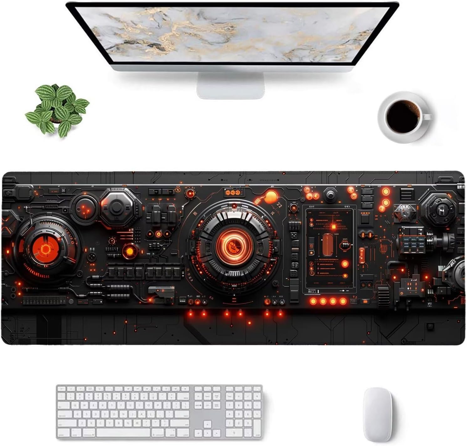 Large Mouse Pad, Black Mouse Pad for Office Desk Accessories, 35.4 x 15.7 in Large Gaming Mouse Pad Mecha Desk Mat Laptop Keyboard Mat with Non-Slip Rubber Base, 3mm Thick Mouse Pad Gaming Z-7