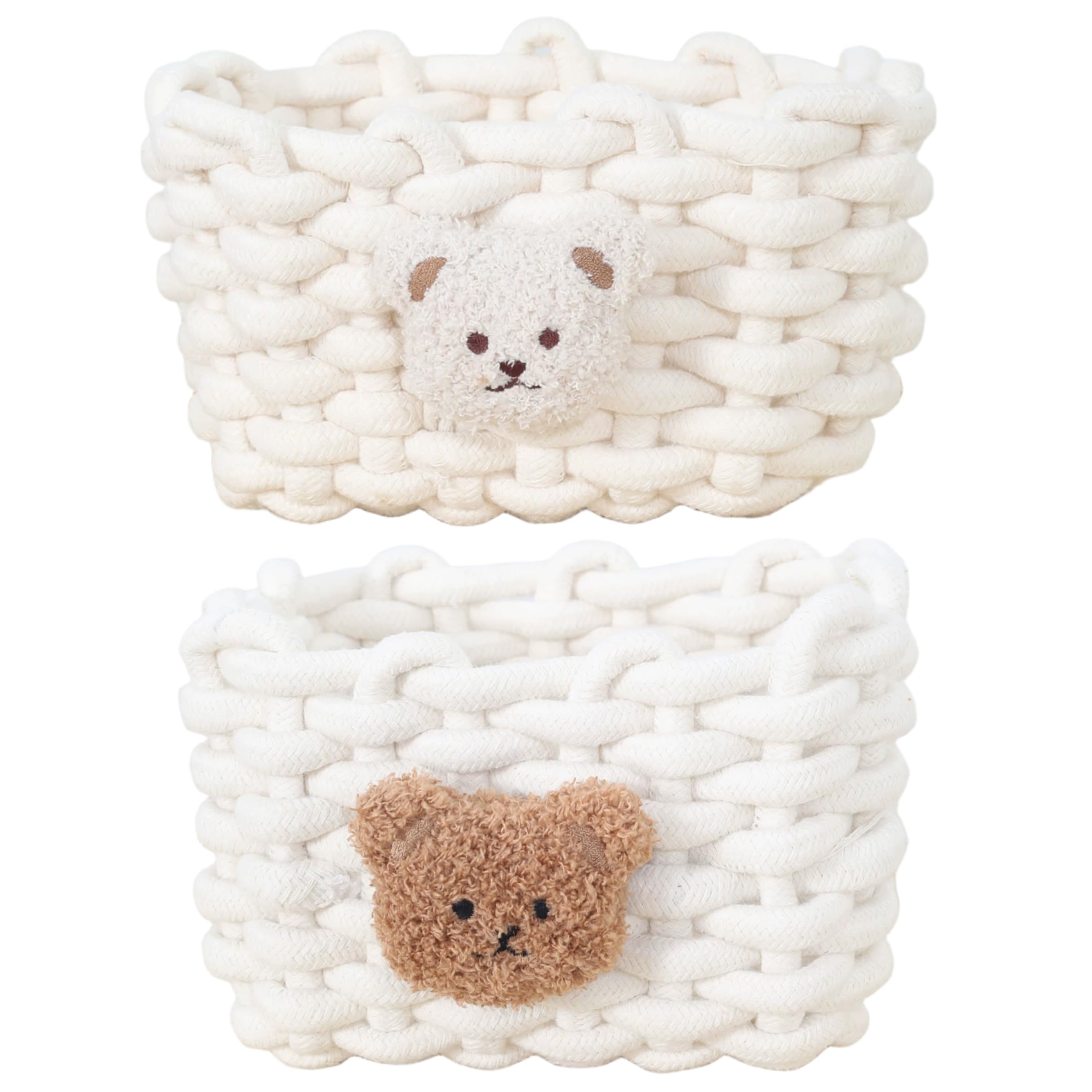 Panier salle de bain décoratif ours en coton pour chambre bébé lot de 2