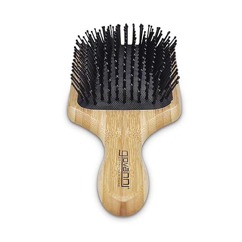Miniatura 3 de GIOVANNI Cepillo rectangular para el pelo con mango y base de bambú real, color beige, paquete de 1