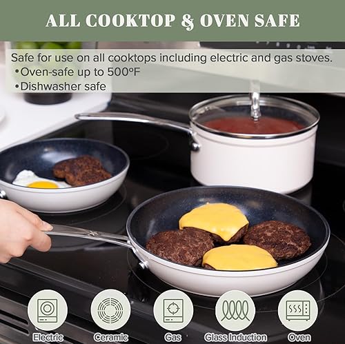 Miniatura 5 de Nuwave Juego de utensilios de cocina de 7 piezas de cerámica azul Duralon con revestimiento antiadherente, resistente a los arañazos, sin PFAS, apto