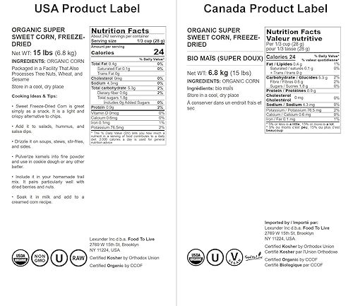 Miniatura 9 de Maíz orgánico súper dulce, 4 onzas, granos liofilizados, sin OMG, Kosher, crudo, aperitivo saludable, a granel, cultivado en los Estados Unidos