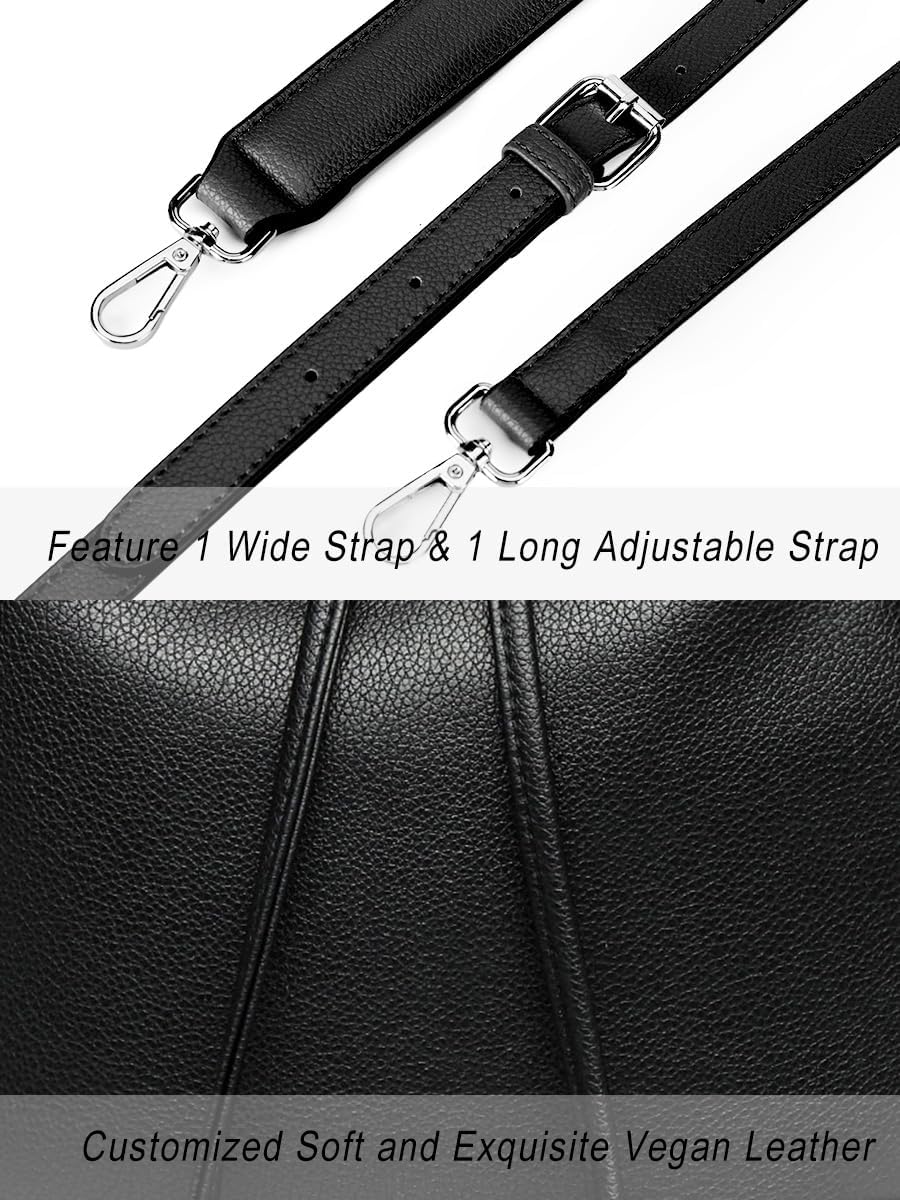 AFKOMST Leather Bucket Bags and Drawstring Crossbody Purse for Women Medium Tote and Hobo Handbags with 2 Shouder Straps - Image 7