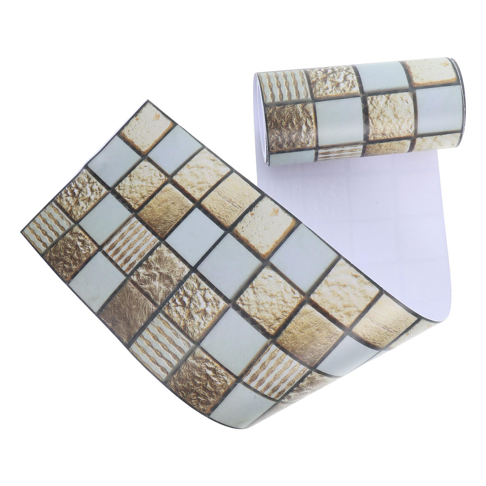 Self-Adhesive PVC Tile Stickers Roll 10cm x 240cm for Kitchen Bathroom Walls and Bulletin Boards, Easy Peel and Stick Decorative Tile Border Decals, Durable Waterproof Wall Trim