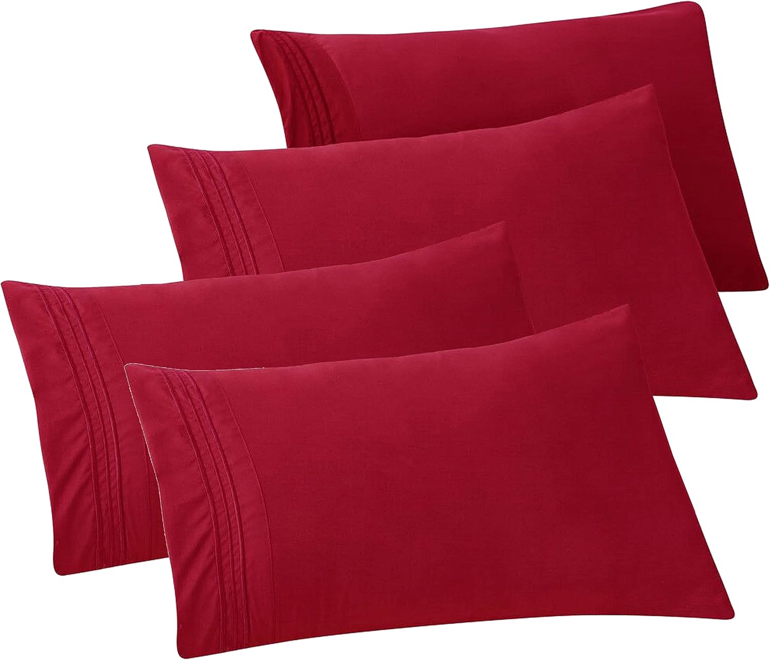Elegant Comfort 4PACK Solid Pillowcases 1500 Premium Hotel Quality Microfiber