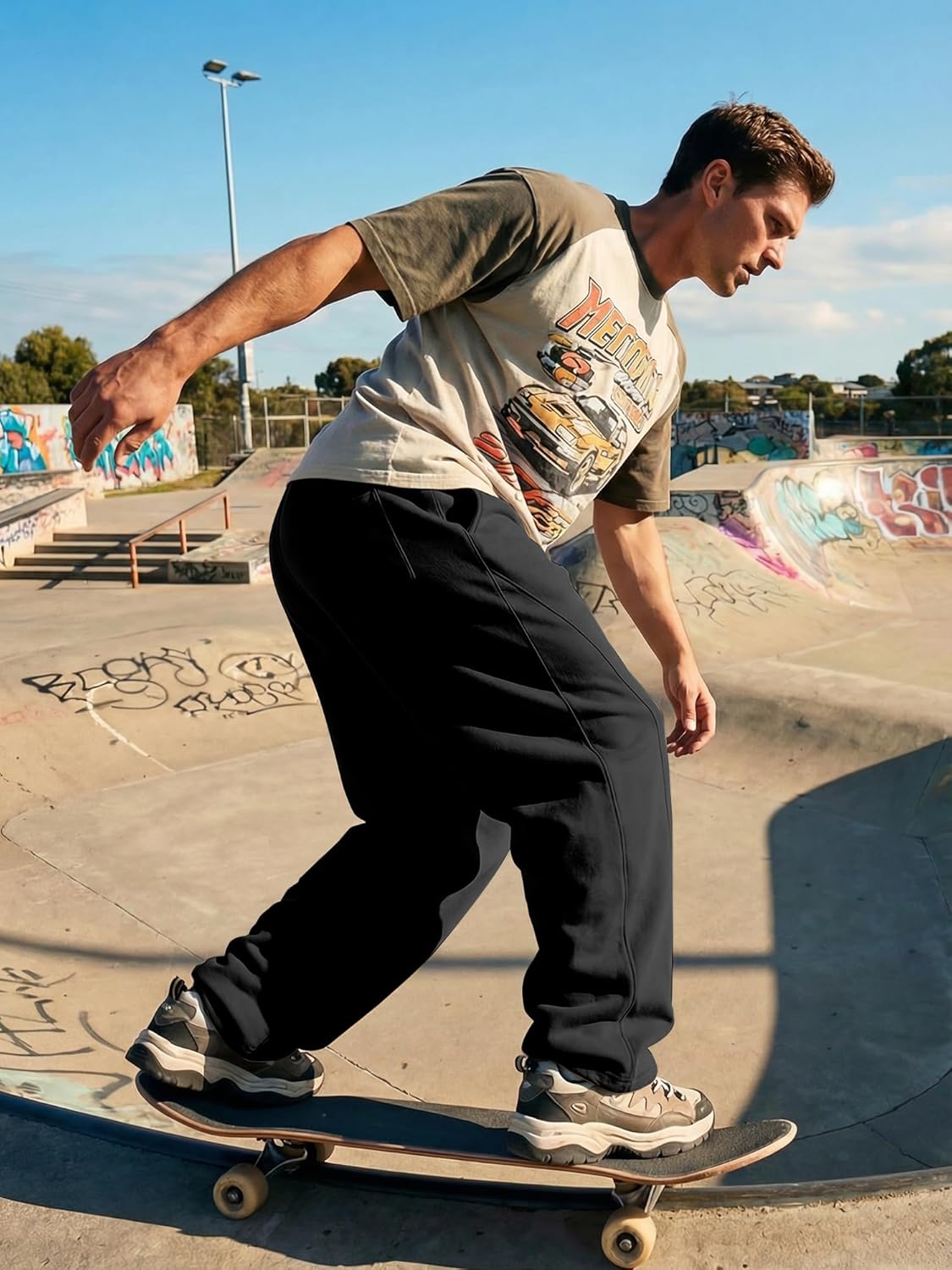 JMIERR Mens Baggy Pants Drawstring Stretch Loose Fit Wide Leg Streetwear Pants with Pockets - Image 5